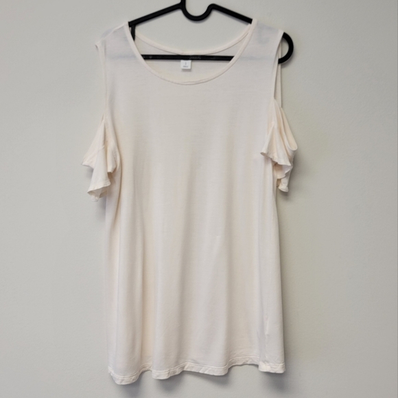 Old Navy Cold Shoulder Swing Ruffle Top Cream L - Picture 6 of 6